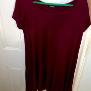 Maroon colored T-shirt dress